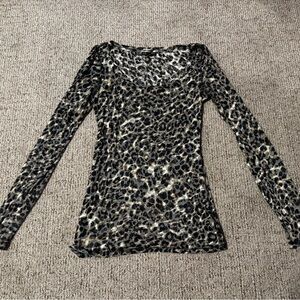 Express Burnout Sheer Animal Print Long Sleeve Top